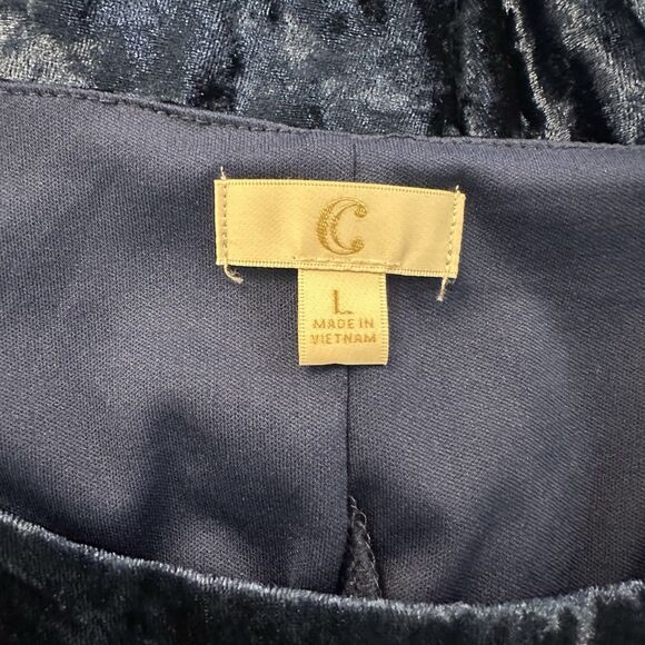 Charming Charlie Floral Applique Crushed Velvet Cami Tank Top Blue Womens Large - Picture 8 of 14